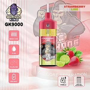 LINKUPGOGO Gorilla King 9000 Puffs Strawberry Lime flavor oil coil separation vape device for wholesale bulk order
