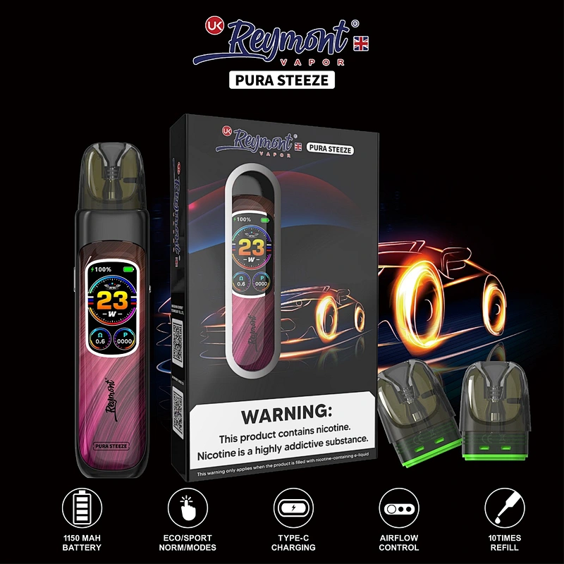 LINKUPGOGO Reymont Pura Steeze pink gradient pod vape kit with 3D effect IML printing 1150mAh battery vape factory wholesale distribution