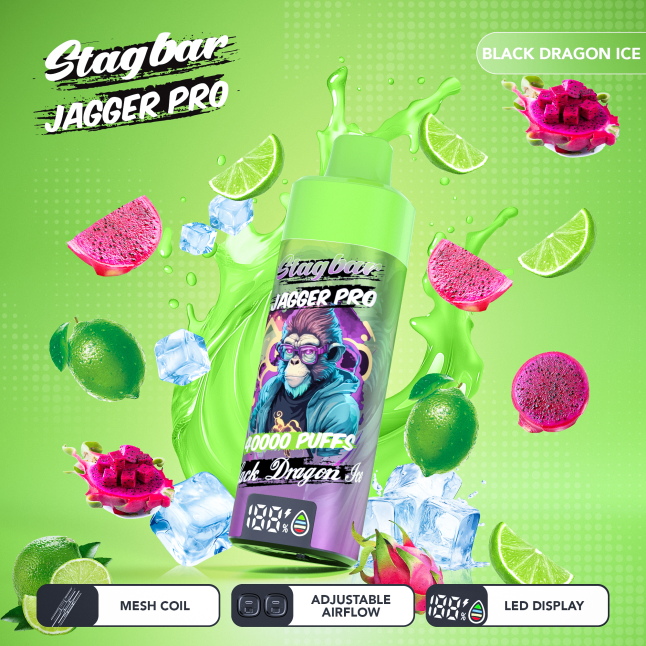 LINKUPGOGO Stag Bar King 40000 Puffs Black Dragon Ice unique flavor rechargeable disposable vape bulk wholesale