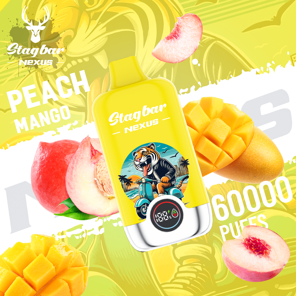 LINKUPGOGO Stagbar Nexus 60000 Puffs Peach Mango disposable vape tropical fruit flavor LED screen vape factory wholesale