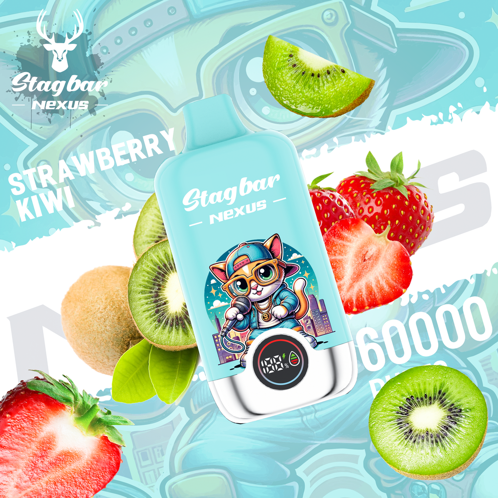 LINKUPGOGO Stagbar Nexus 60000 Puffs Strawberry Kiwi fruit flavor disposable vape with LED indicator vape factory supplier