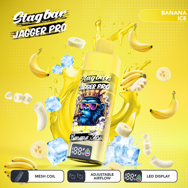 LINKUPGOGO Stagbar Jagger Pro Strawberry Banana Ice disposable vape 40000 puffs mesh coil adjustable airflow LED display vape factory wholesale bulk order