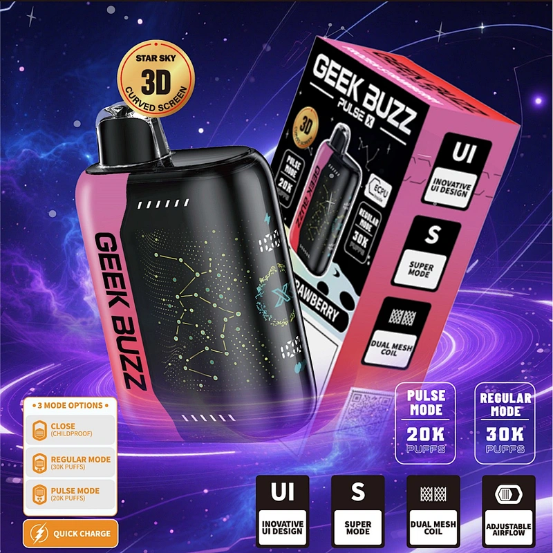 LINKUPGOGO GEEK BUZZ PULSE X Star Sky 3D curved screen innovative UI Super Mode dual mesh coil 30000 puffs rechargeable disposable vape