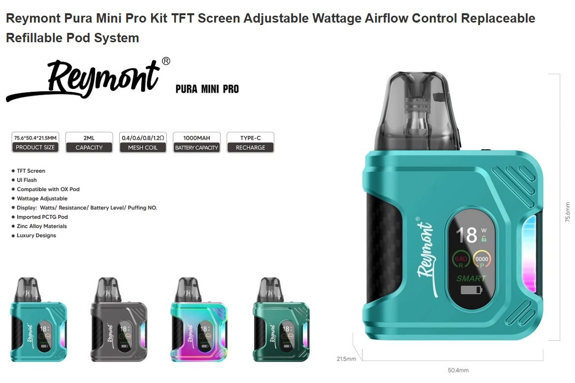 Pura Mini Pro TFT 1000mAh Refillable Oil Vape linkupgogo Pura Mini Pro TFT 1000mAh Refillable Oil Vape linkupgogo