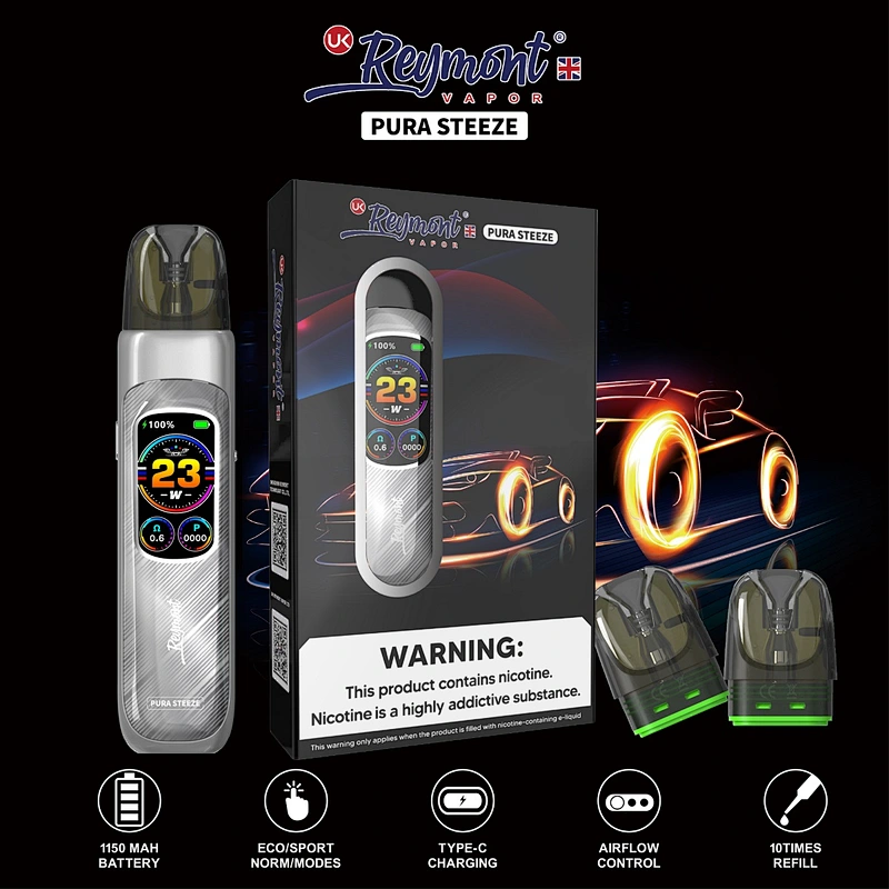 LINKUPGOGO Reymont Pura Steeze silver color refillable pod system 1150mAh type c rechargeable with IML glaze surface vape factory wholesale
