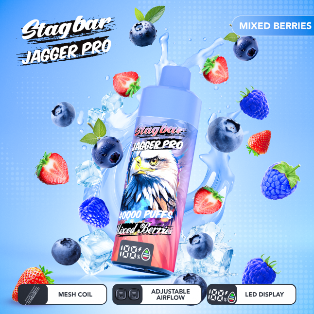 LINKUPGOGO Stag Bar King 40000 Puffs Mixed Berries fruit flavor type c rechargeable disposable vape for wholesale