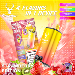 LINKUPGOGO Stagbar 4 in 1 8000 Puffs Strawberry Edition disposable vape 4 flavors in 1 device LED display vape factory wholesale bulk order
