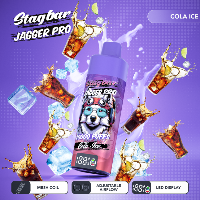 LINKUPGOGO Stagbar Jagger Pro Cola disposable vape 40000 puffs mesh coil adjustable airflow LED display vape factory wholesale bulk order