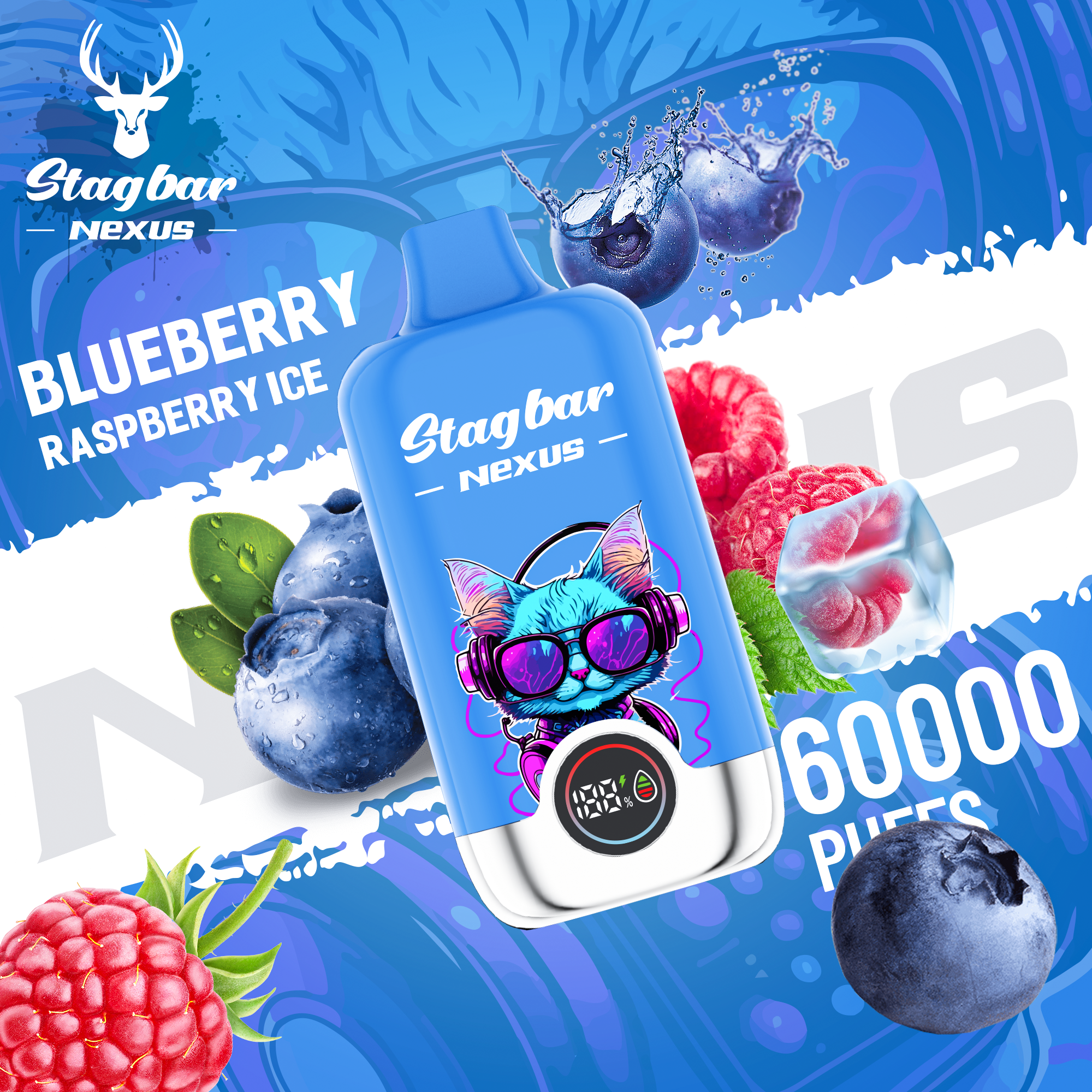 LINKUPGOGO Stagbar Nexus 60000 Puffs Blueberry Raspberry Ice disposable vape colorful animal design pod vape factory bulk order