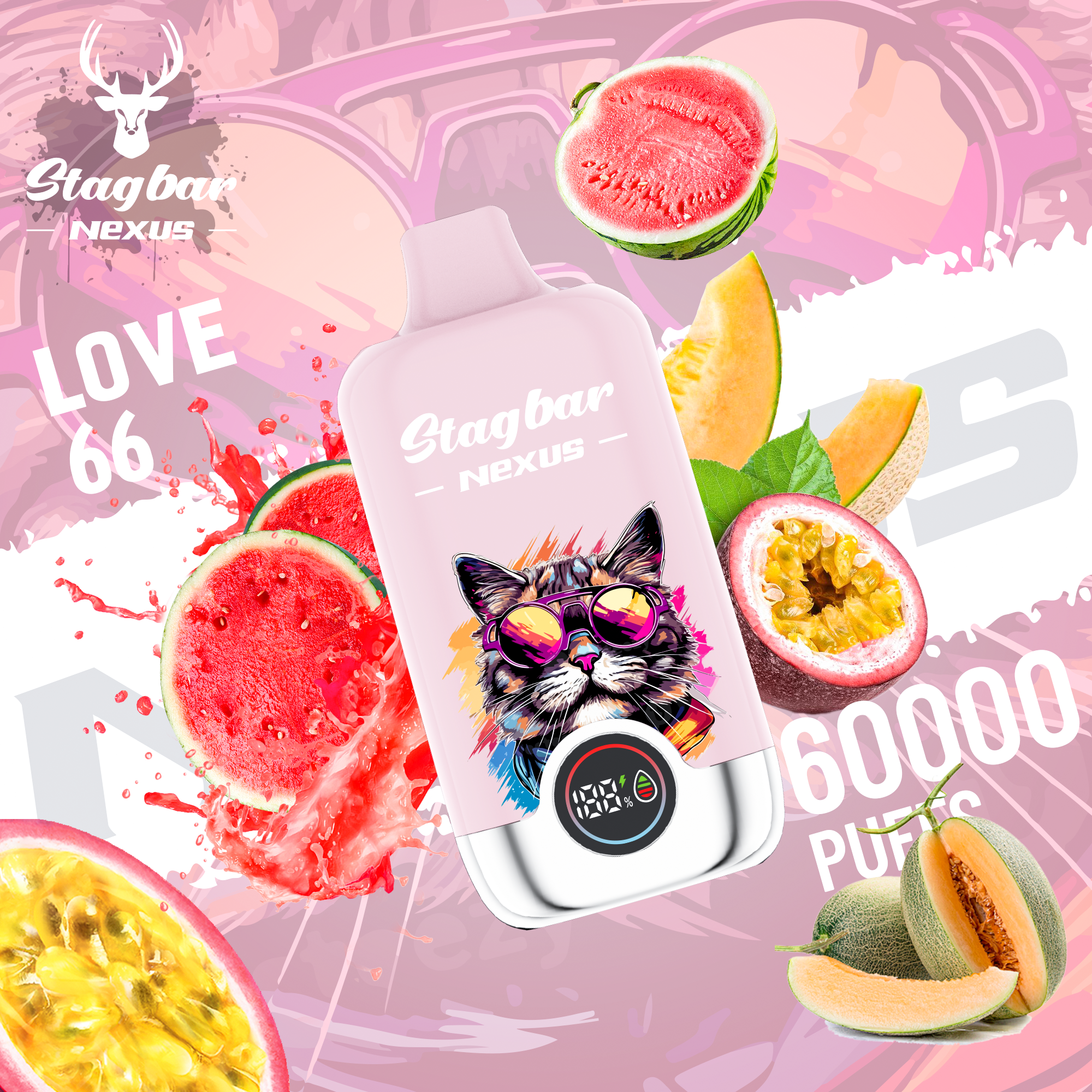 LINKUPGOGO Stagbar Nexus 60000 Puffs Love 66 disposable vape unique flavor LED indicator vape factory wholesale distribution